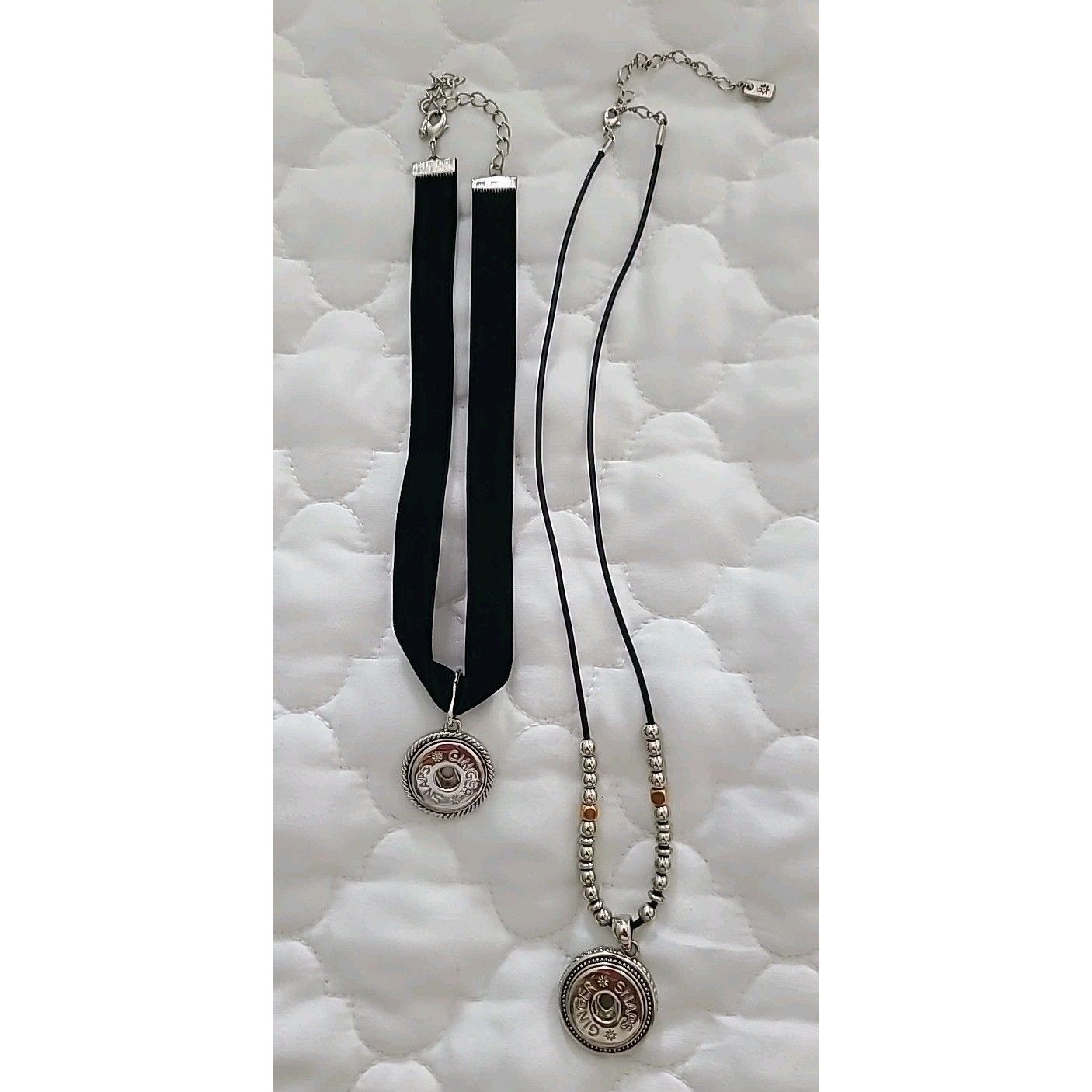 Lot 2 Authentic Ginger Snaps Black Velvet Choker Cord Beaded Necklaces 15$